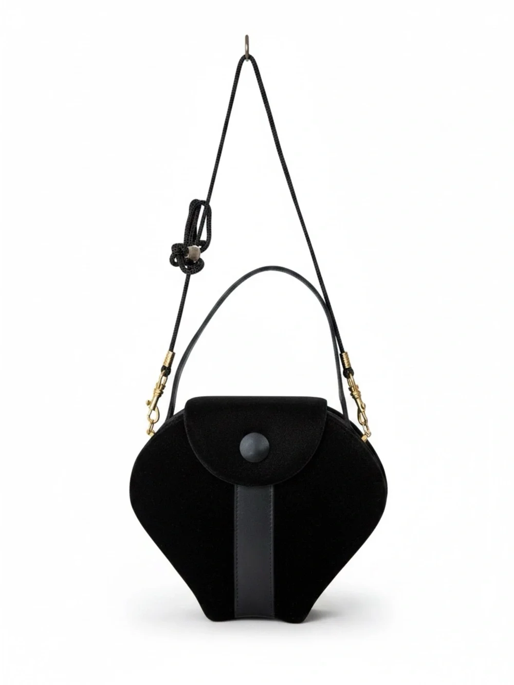 Black Women's Velvet Shoulder Bag with Top Handle - Picture 1 of 6